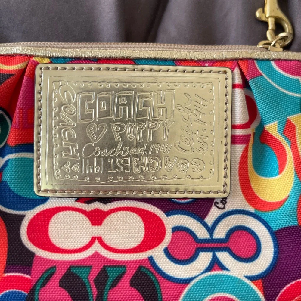 COACH - Mini Wristlet - Wallet- Vibrant Multicolor- Canvas - Picture 3 of 16